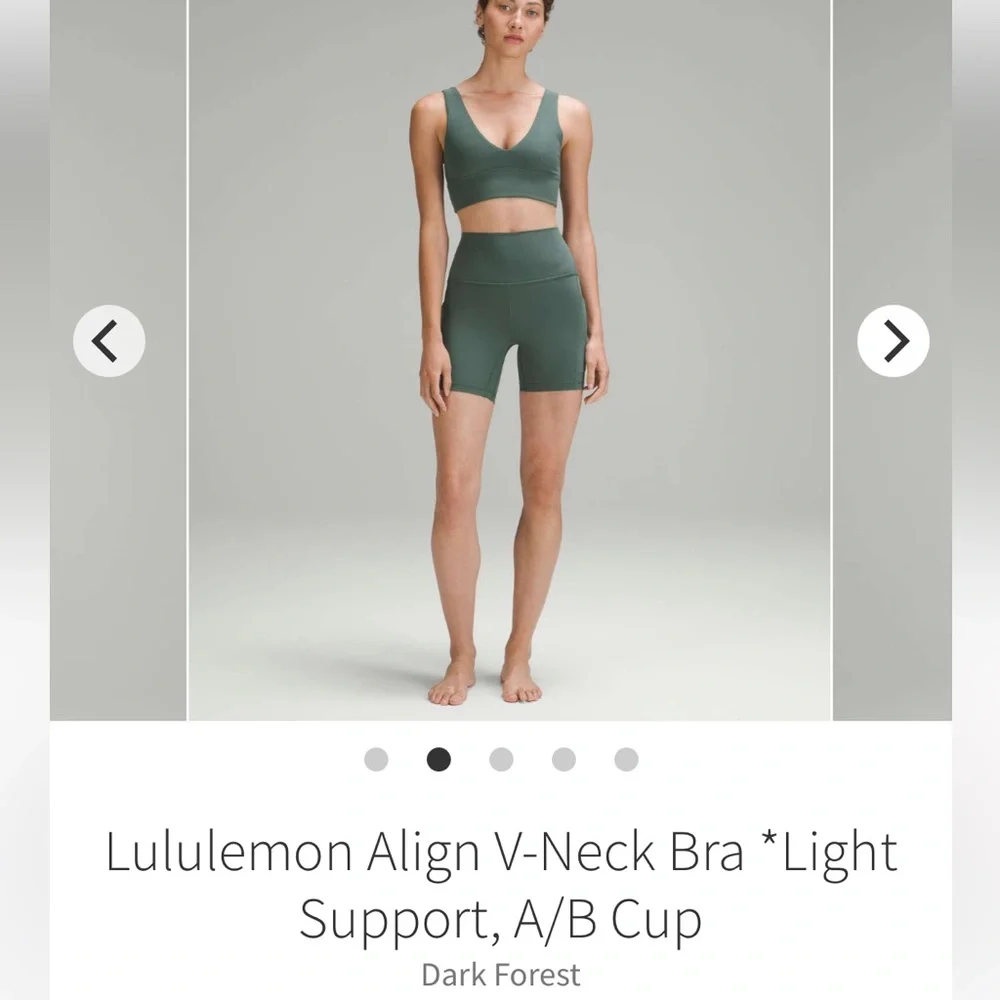 Lululemon Align V-Neck Bra *Light Support,‎ A/B Cup Dark Forest size 4